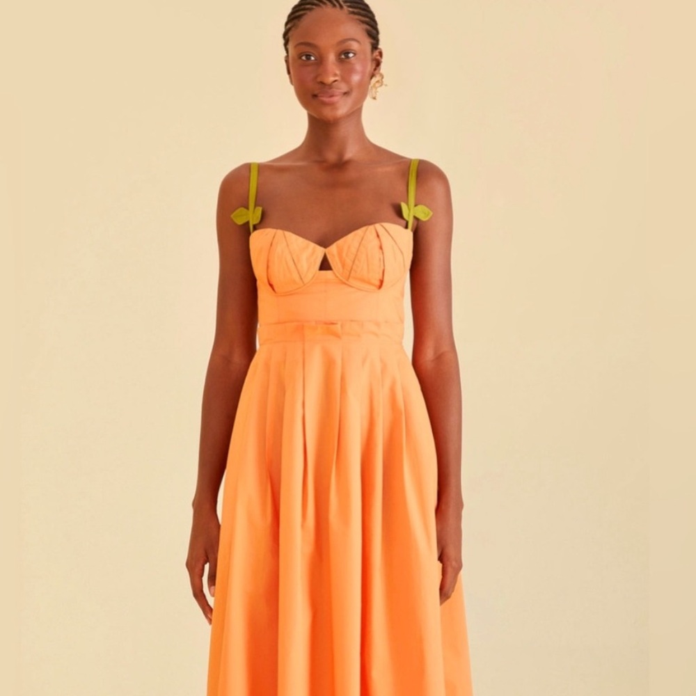 FARM Rio Bi-Color Orange Midi Dress - Picture 3 of 6